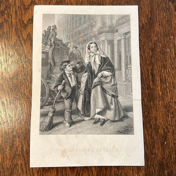 The Crossing Sweeper 5.5" x 8.25" Antique Engraving/Print - Picture 2 of 10